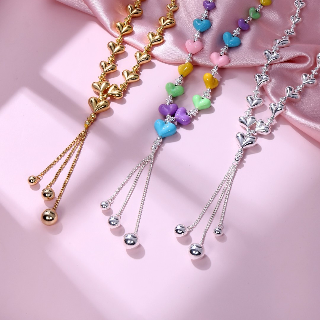 Three color tassel necklace for women, fashion jewelry wholesale