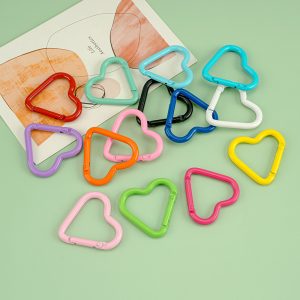 Alloy Enamel Heart Carabiner Keychain | Colored Spring-Clip Key Ring | Wholesale